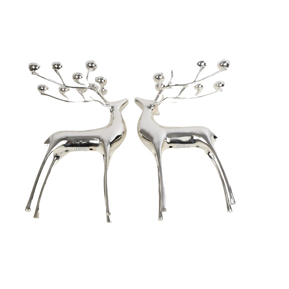 Set of 2 Pottery Barn Silver Reindeer 20” Candle Holder Christmas Décor Holiday - Picture 9 of 16